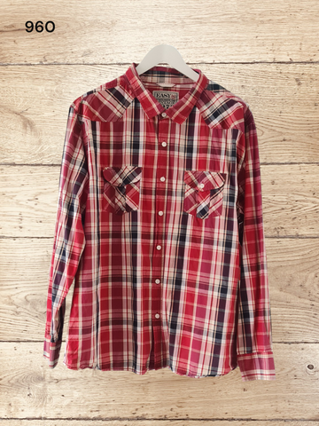 Men's Check Cotton Long Sleeve Shirts Size 3XL
