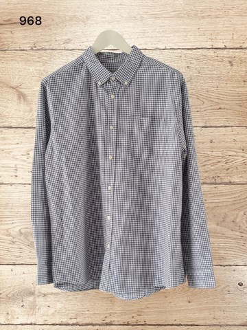 Men's Check Long Sleeve Cotton Shirts Size L