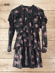 Women's Black Floral Midi Dress Size 8