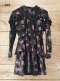 Women's Black Floral Midi Dress Size 8