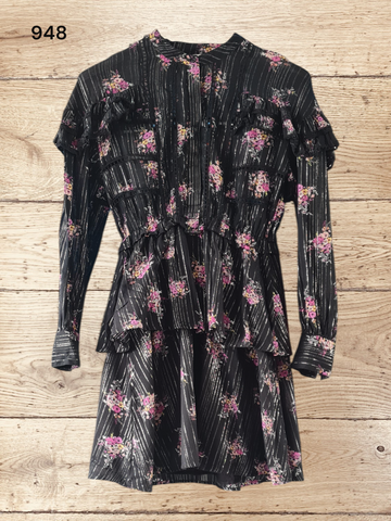 Women's Black Floral Midi Dress Size 8