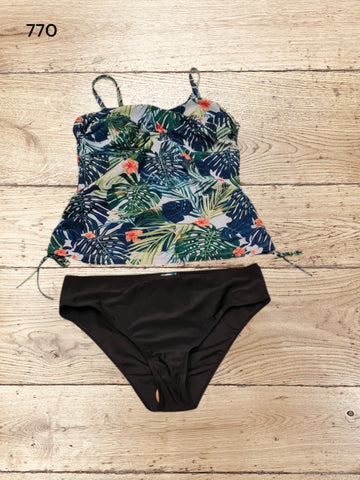 Womens 2 Piece Tankini Set Swimming Costume Size L