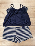 Women's Striped Two Piece Tankini Set Swimsuit Size L