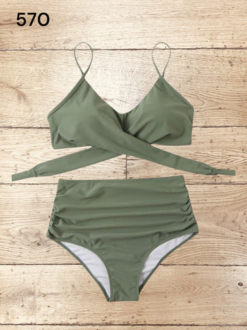 Women Wrap Bikini Set Push Up High Waisted Swimsuits Size S