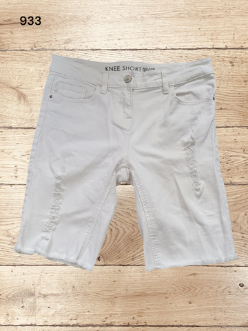Women's Riped White Denim Knee Shorts Size 8
