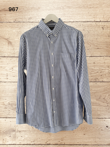 Men's Check Tailored Fit Long Sleeve Pure Cotton Shirts Size XL