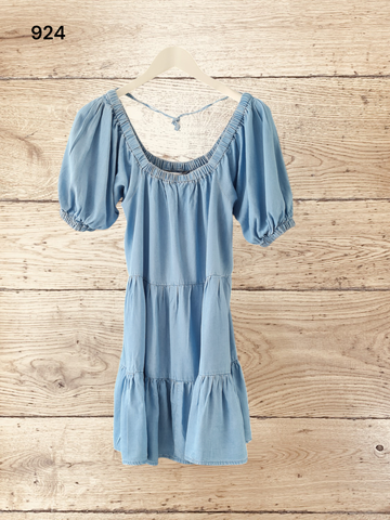 Womens Blue Soft Denim Short Sleeve Dress Size S / 8