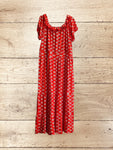 Women Red Short - sleeve Summer Dress Size 18