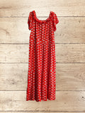 Women Red Short - sleeve Summer Dress Size 18