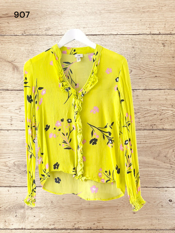 Women Floral V Neck Blouse Size 6 / XS
