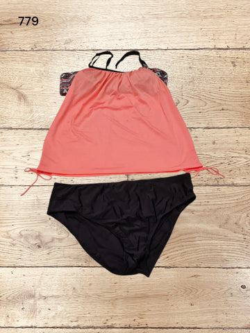 Womens Swimming Costiume 2 Piece Tankini Set Size XL