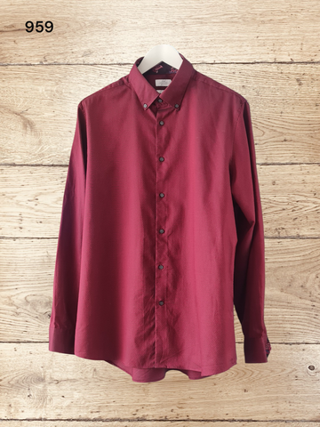 Men's Burgundy Long Sleeve Shirts Size XL / 17.5