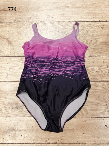 Women Tummy Control One Piece Criss Cross Back Swimsuit Size L