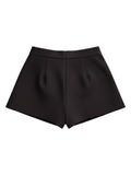 Elegant Black Women's Shorts with a Buckle Size S