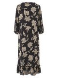 Black Floral Boho Viscose Midi Dress Size 10