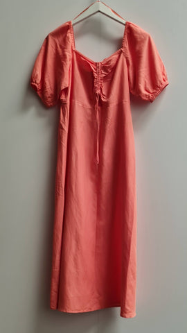 Plain Cut Out Linen Blend Midi Dress Size 14
