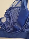1/4 Cup Bra Lace Overlay in Cobalt Size 32DD