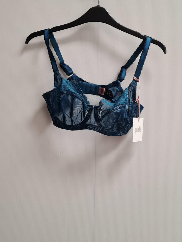 Jasmine Balconette Teal Botanical Bra Size 32D
