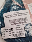 Jasmine Balconette Teal Botanical Bra Size 32D