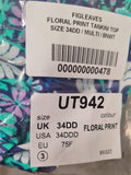 Floral Print Tankini Top Size 34DD