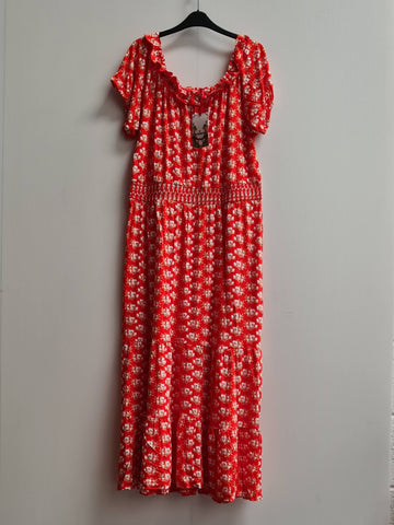 Red Short - sleeve Summer Dress Size 18