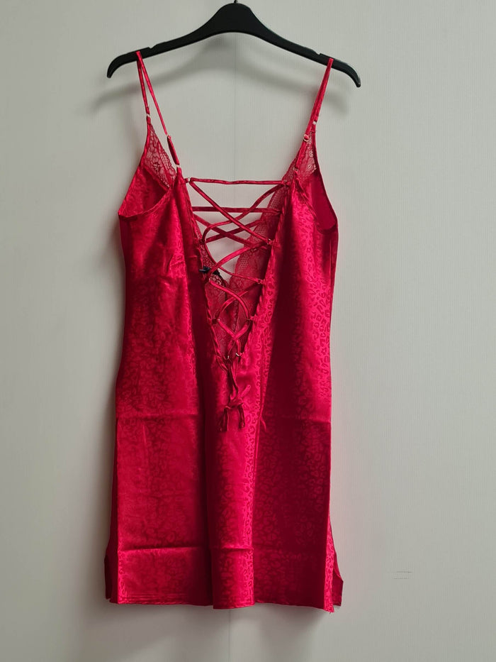 Animal Jacquard Satin Tie Up Chemise Size 12