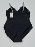 One Piece V Neck Swimsuit Ruched Front Size L