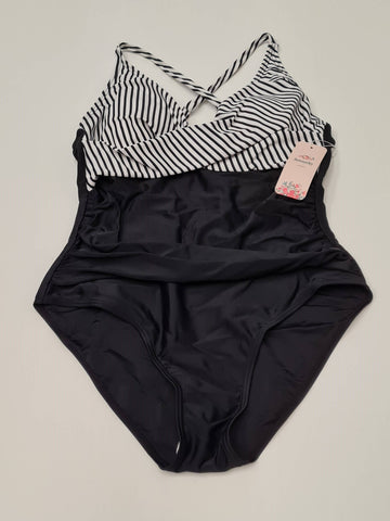 One Piece V Neck Cross Back Swimsuit Size M