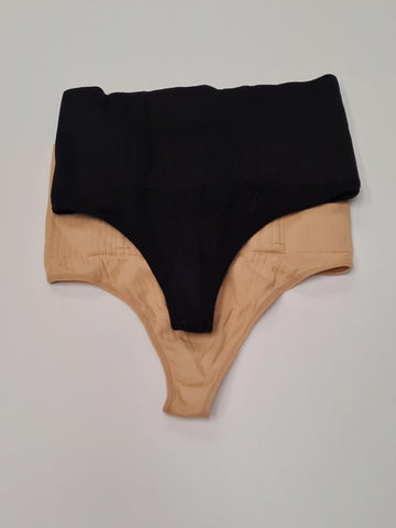 2 Pair Waist Cincher Thong Shapewear Size L