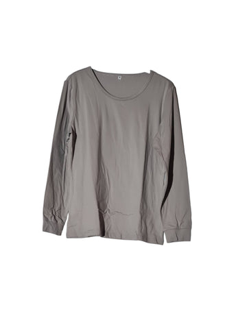 Womens Casual Plain T-Shirt Crew Neck Long Sleeve Top Size M
