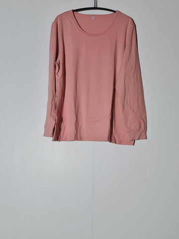 Womens Casual Plain T-Shirt Crew Neck Long Sleeve Top Size XXL