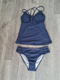 Women's Navy Criss-Cross Back Tankini Set M