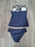 Women's Navy Criss-Cross Back Tankini Set M