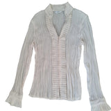 Women's Crinkle Long Sleeve Shirt Cream UK 10