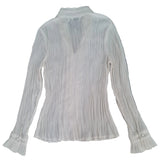 Women's Crinkle Long Sleeve Shirt Cream UK 10