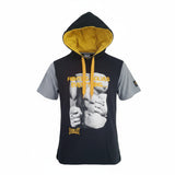 Men's Hooded Short Sleeve T-Shirt Black Grey Yellow XL