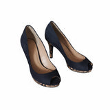 Women's Black Platform Peep Toe Heels UK 6