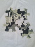Women's Love Puzzle Print Oversized T-Shirt White One Size