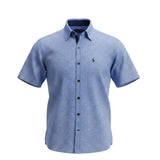Men's Short Sleeve Shirt Light Blue Print XL