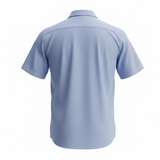 Men's Short Sleeve Shirt Light Blue Print XL