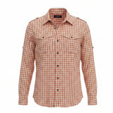 Men's Long Sleeve Gingham Check Shirt Orange XL