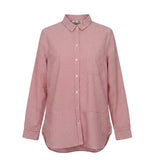 Women's Long Sleeve Striped Linen Shirt White / Apricot 10