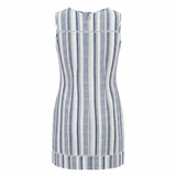 Women's Striped Mini Dress White Blue 10