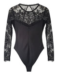 Women's Black Elegant Lace Bodysuit Size S