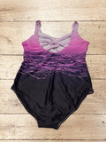 Women Tummy Control One Piece Criss Cross Back Swimsuit Size L