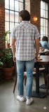 Men's Short Sleeve Check Cotton Shirts Size L