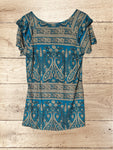 Women's Summer T-Shirt V Neck Ruffle Casual Short Sleeved Top Size M