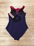 Womens Zip Front Athletic One Piece Swimsuit  Size M / UK 12