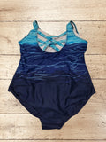 Women Tummy Control One Piece Criss Cross Back Swimsuit Size L