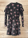 Women's Black Floral Midi Dress Size 8
